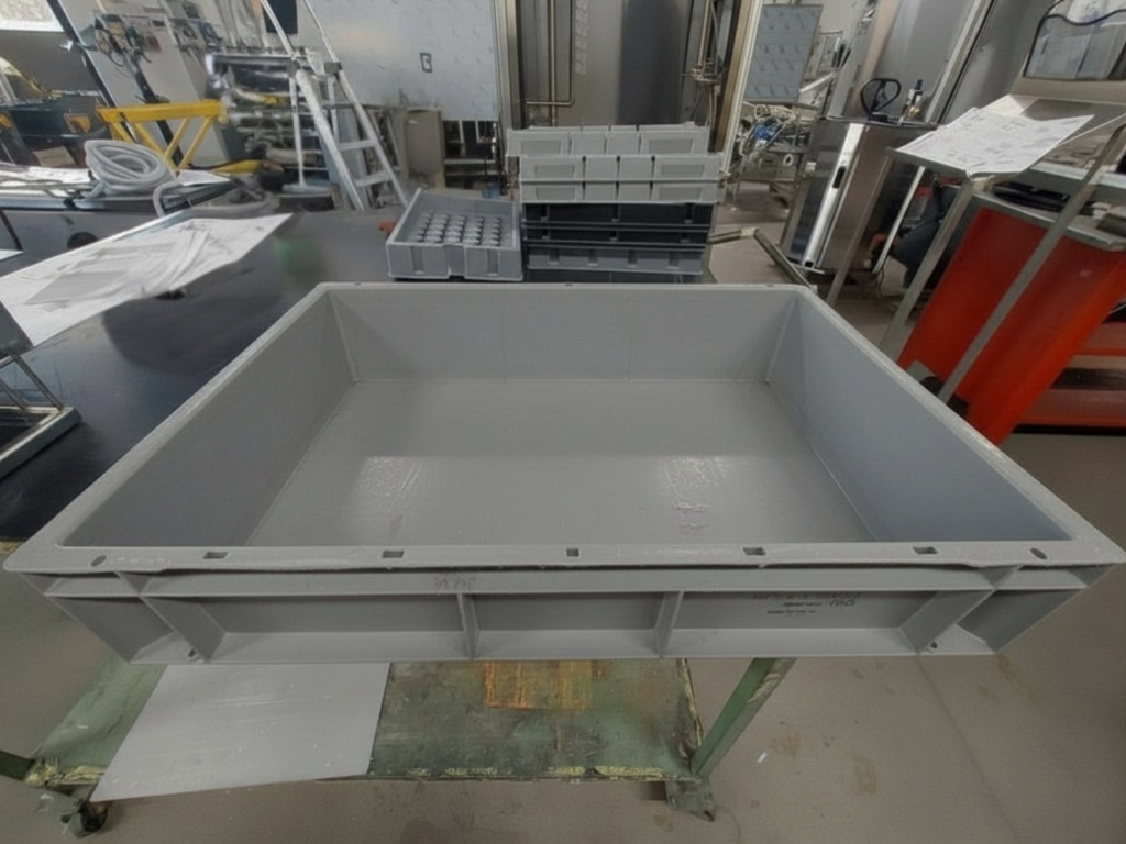 Lavado industrial de cajas de plástico con túnel de lavado